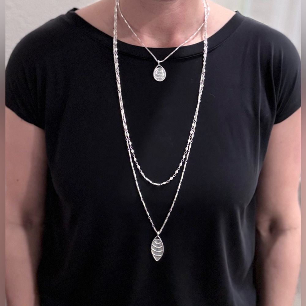 Elegant & Versatile Silver Layered Necklace Set - can be worn 6 ways.